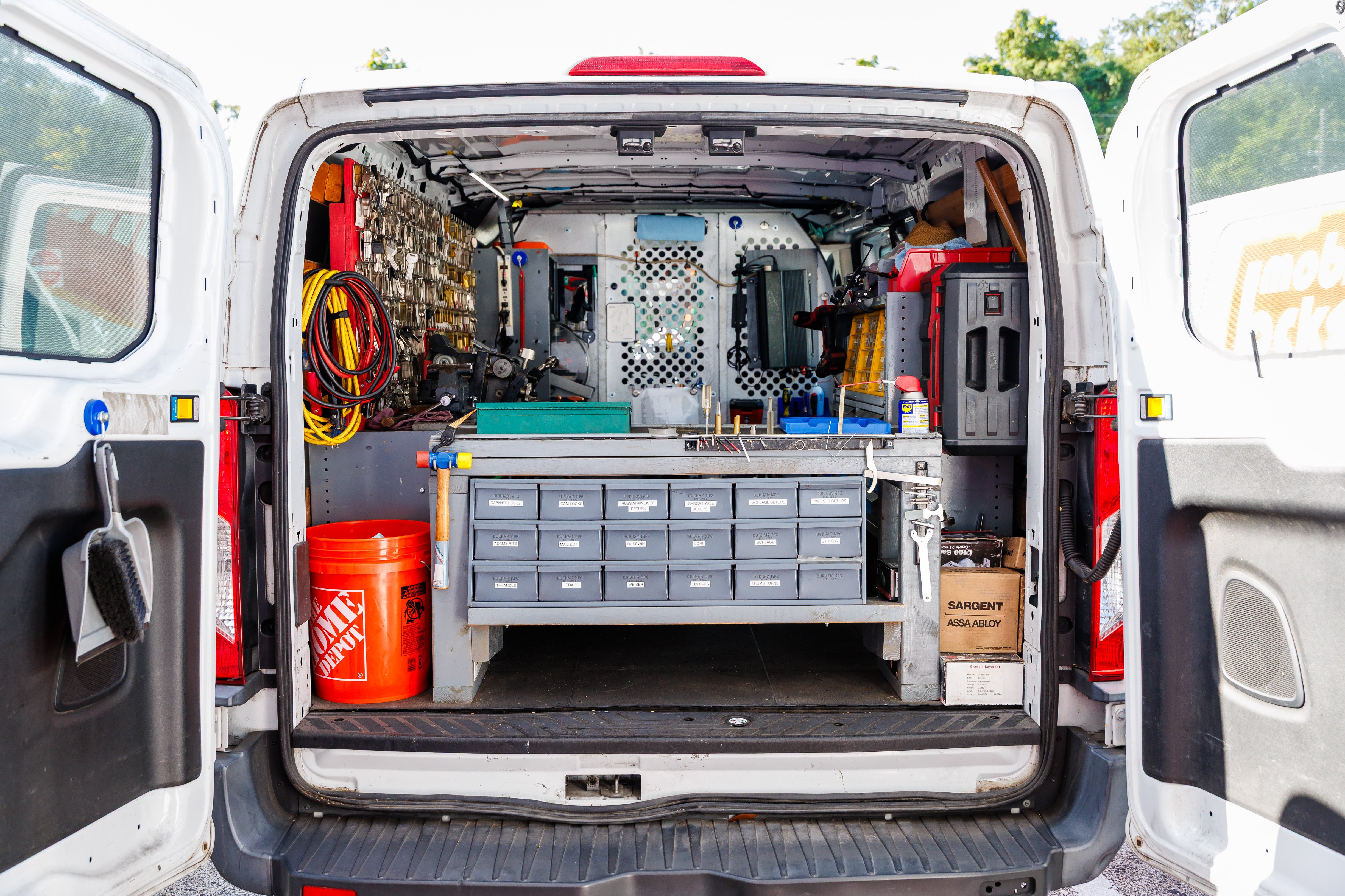 Fully equipped mobile locksmith van